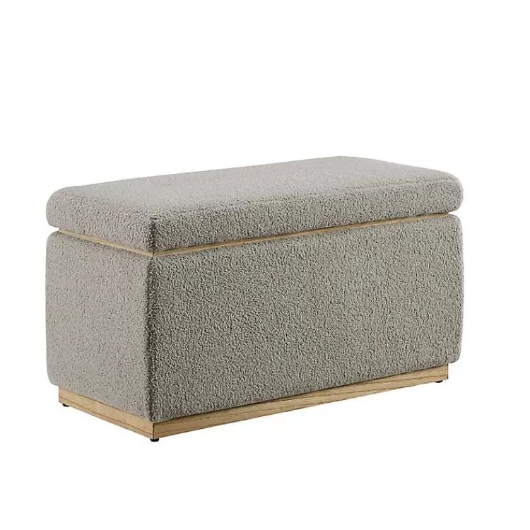 Greige Sherpa & Pine Rectangle Storage Ottoman>Kirklands Home Cheap