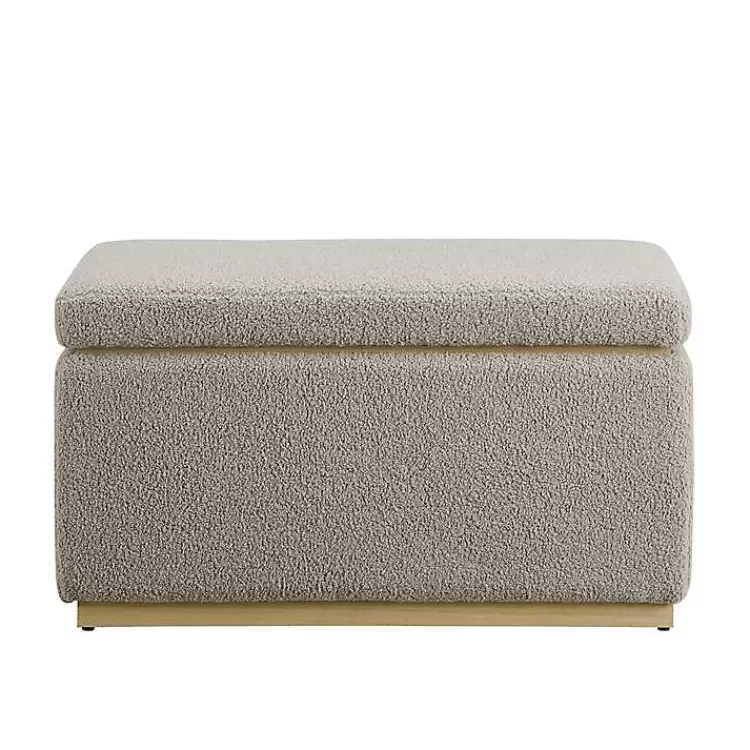 Greige Sherpa & Pine Rectangle Storage Ottoman>Kirklands Home Cheap