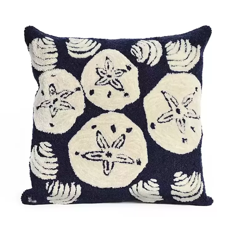 Handhooked Navy Sand Dollar Outdoor Throw Pillow>Kirklands Home Discount