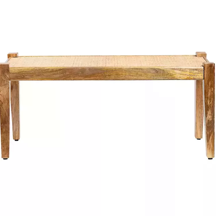 Handwoven Rattan Cane and Mango Wood Bench>Kirklands Home Outlet