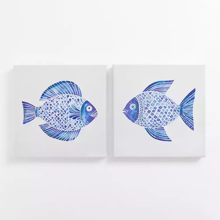 Happy Blue Fish Canvas Art Prints, Set of 2>Kirklands Home Best Sale