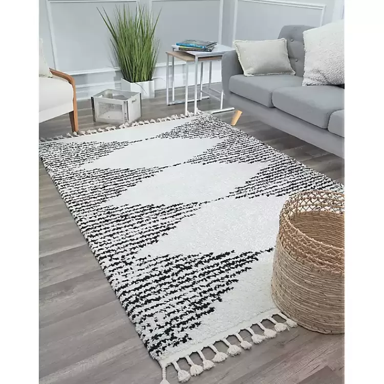 Heath Black and White Moon Area Rug, 8x10>Kirklands Home New