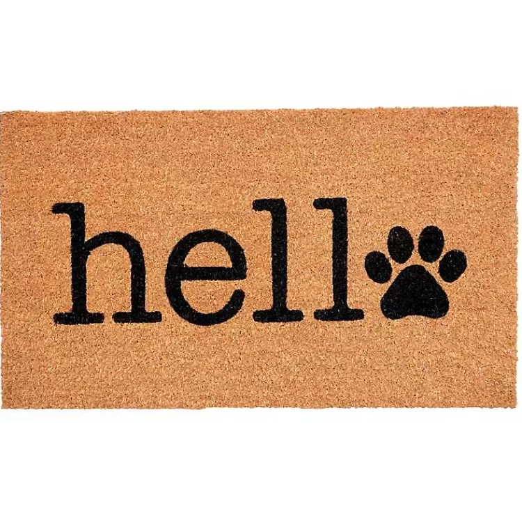 Hello Black Paw Print Doormat>Kirklands Home Sale
