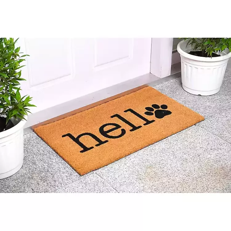 Hello Black Paw Print Doormat>Kirklands Home Sale