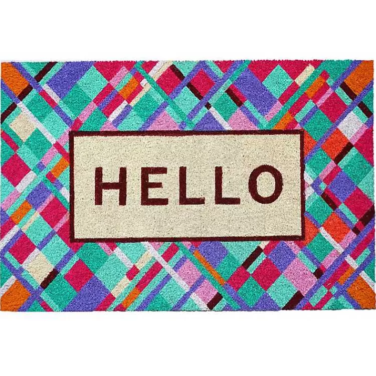 Hello Colorful Diamond Doormat>Kirklands Home Sale