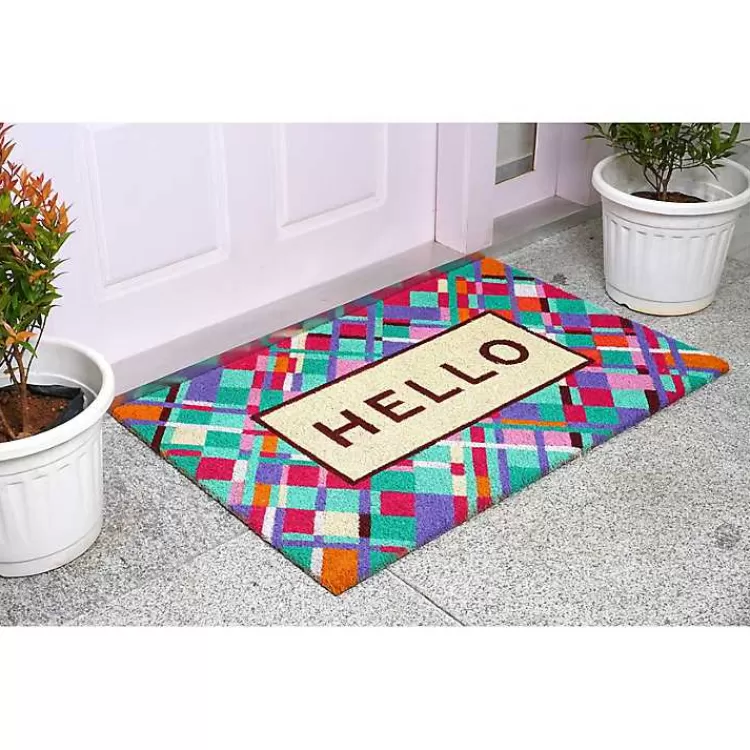 Hello Colorful Diamond Doormat>Kirklands Home Sale