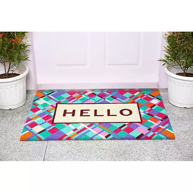 hello_colorful_diamond_doormat_2.webp Hello Colorful Diamond Doormat>Kirklands Home Sale