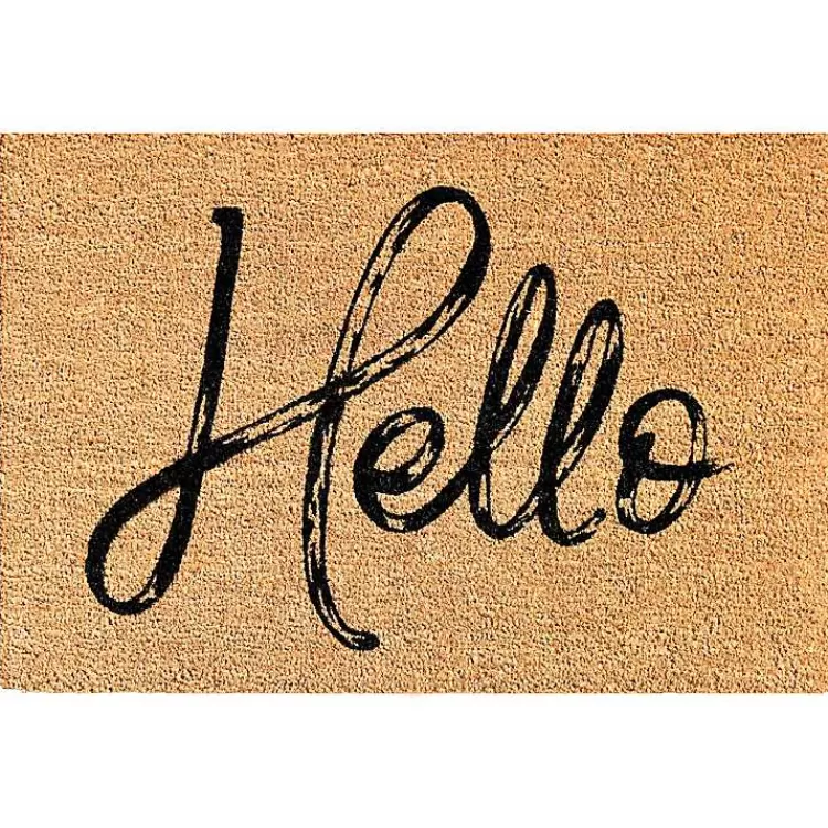 Hello Script Natural Doormat>Kirklands Home Online