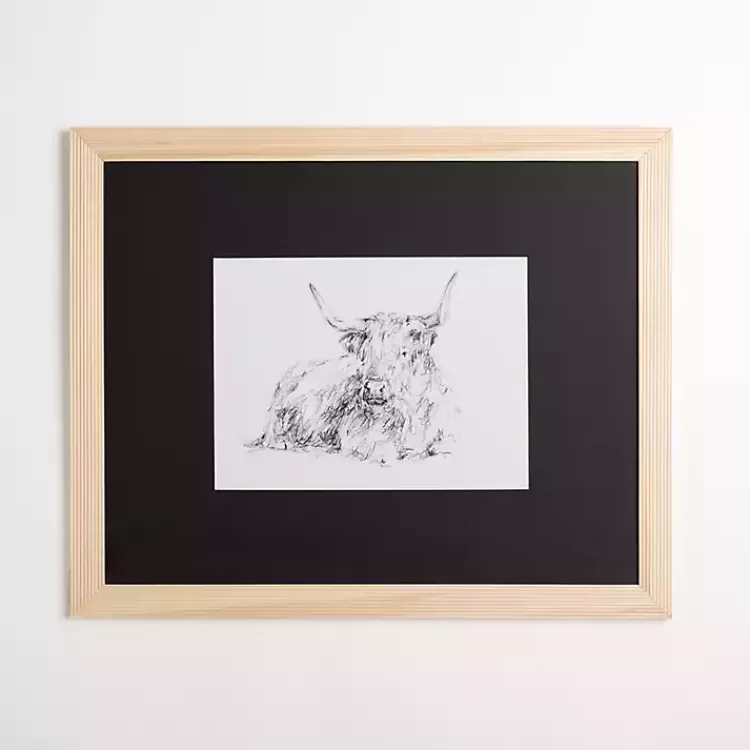 Highland Cattle Sketch Framed Art Print>Kirklands Home Discount