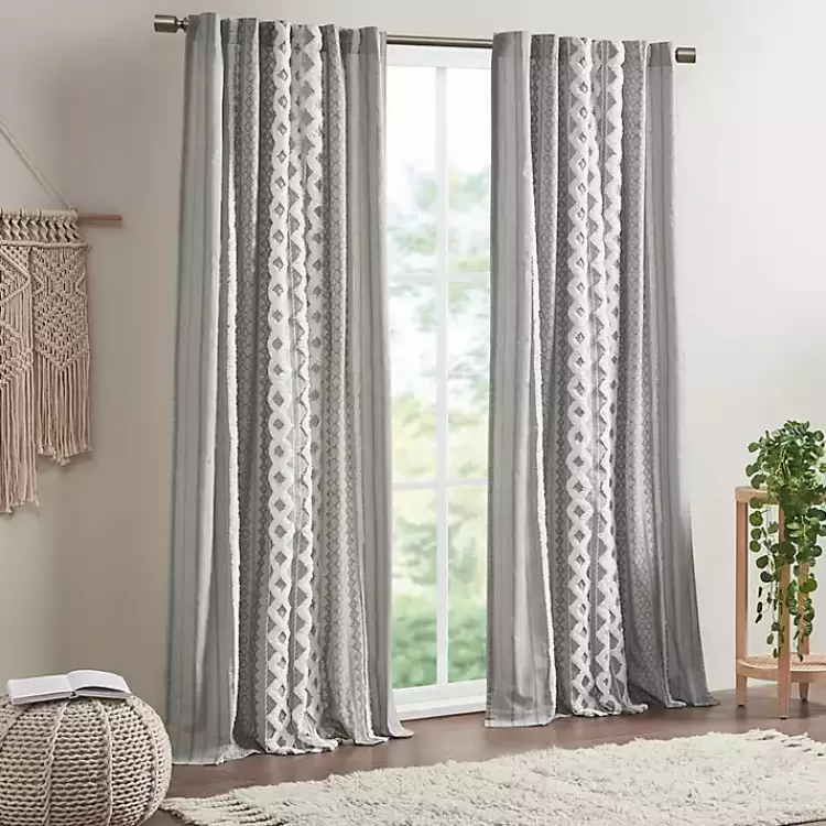 Imani Chenille Stripe Curtain Panel, 84 in.>Kirklands Home Online