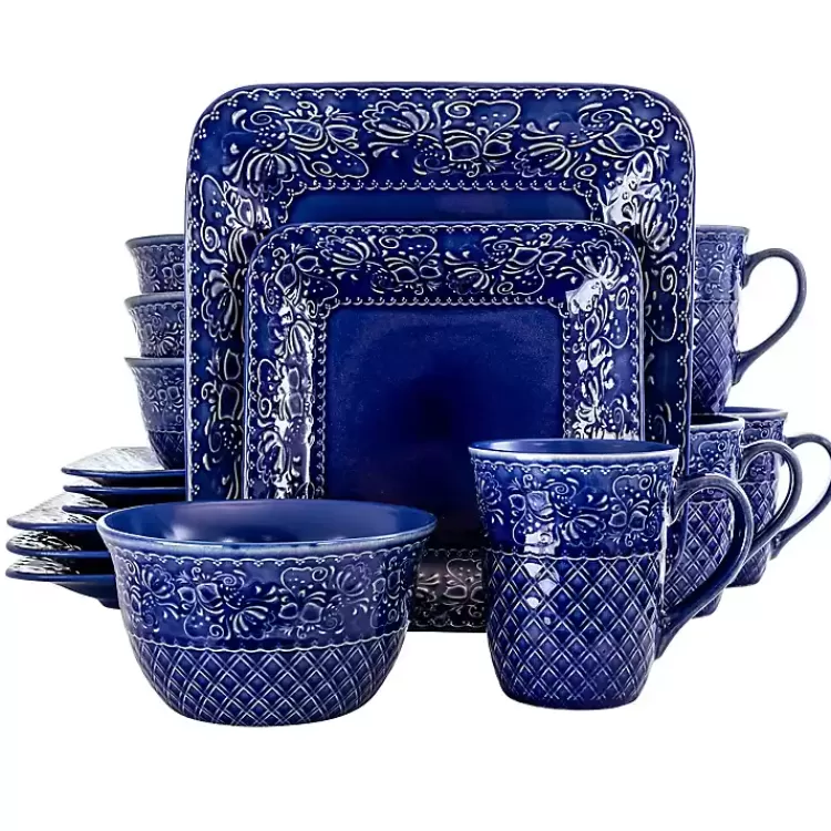 Indigo Lotus Square 16-pc. Dinnerware Set>Kirklands Home Outlet