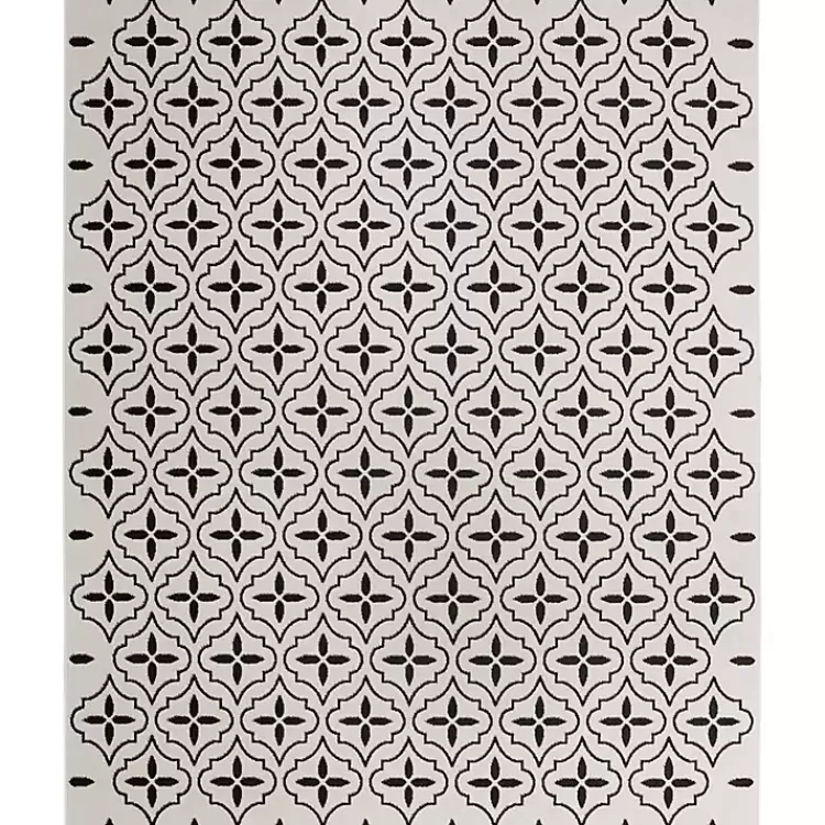 Ivory & Black Quatrefoil Indoor/Outdoor Rug, 8x10>Kirklands Home Shop