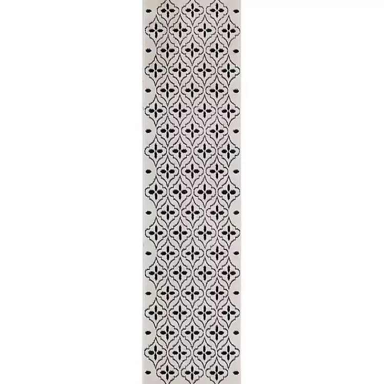 Ivory & Black Quatrefoil Indoor/Outdoor Runner>Kirklands Home Outlet