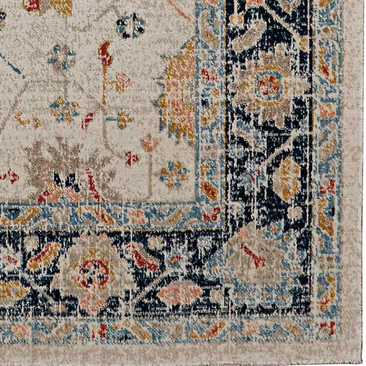 Ivory and Blue Traditional Floral Area Rug, 5x7>Kirklands Home Fashion