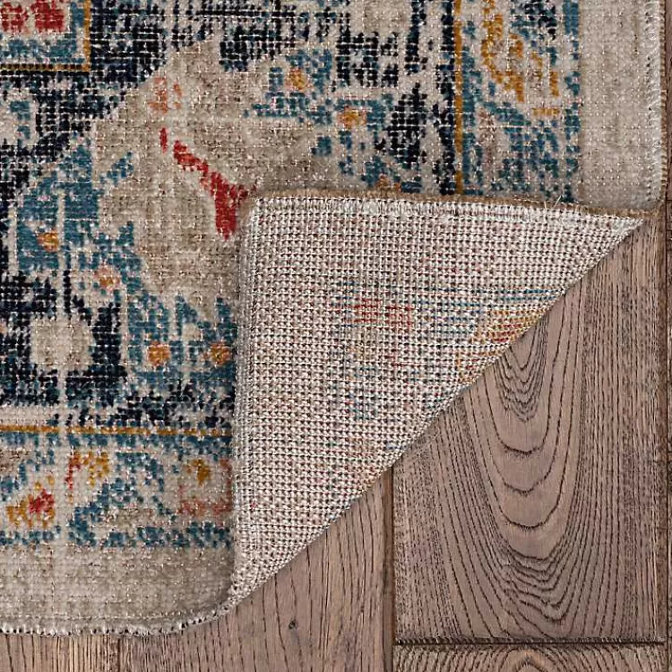 Ivory and Blue Traditional Floral Area Rug, 5x7>Kirklands Home Fashion