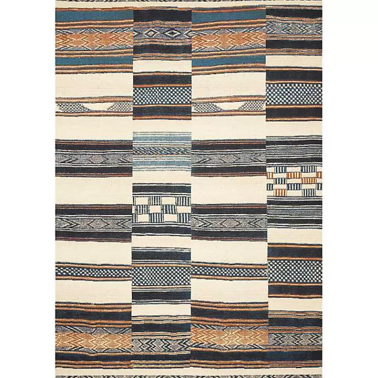 Ivory and colored Tribal Outdoor Rug, 5x7>Kirklands Home Fashion