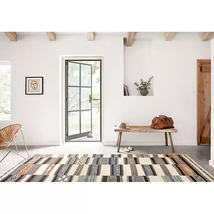 ivory_and_multicolored_tribal_outdoor_rug_x_3-2.webp Ivory and colored Tribal Outdoor Rug, 5x7>Kirklands Home Fashion