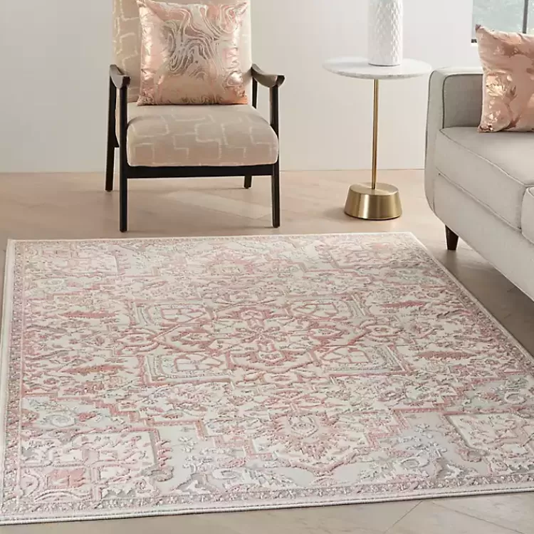 Ivory and Rose Floral Medallion Area Rug, 5x7>Kirklands Home Hot