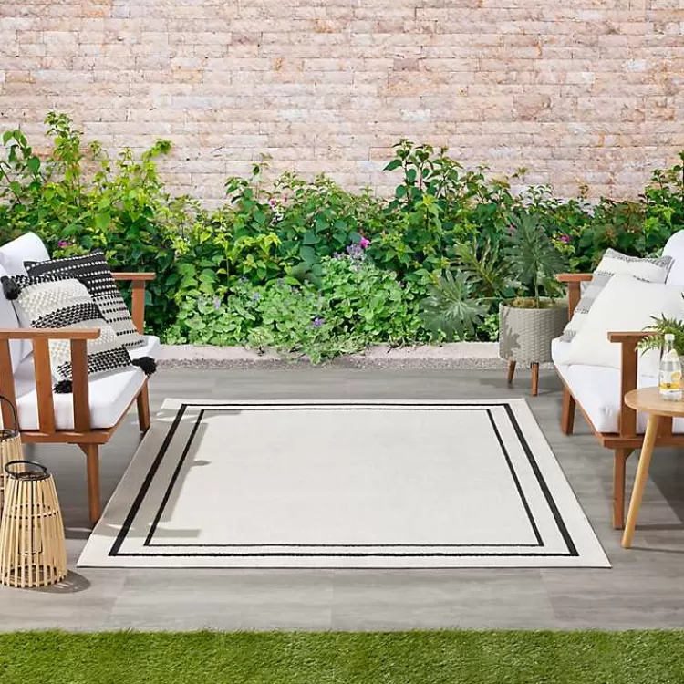 Bordered Indoor/Outdoor Area Rug, 6x9>Kirklands Home Sale