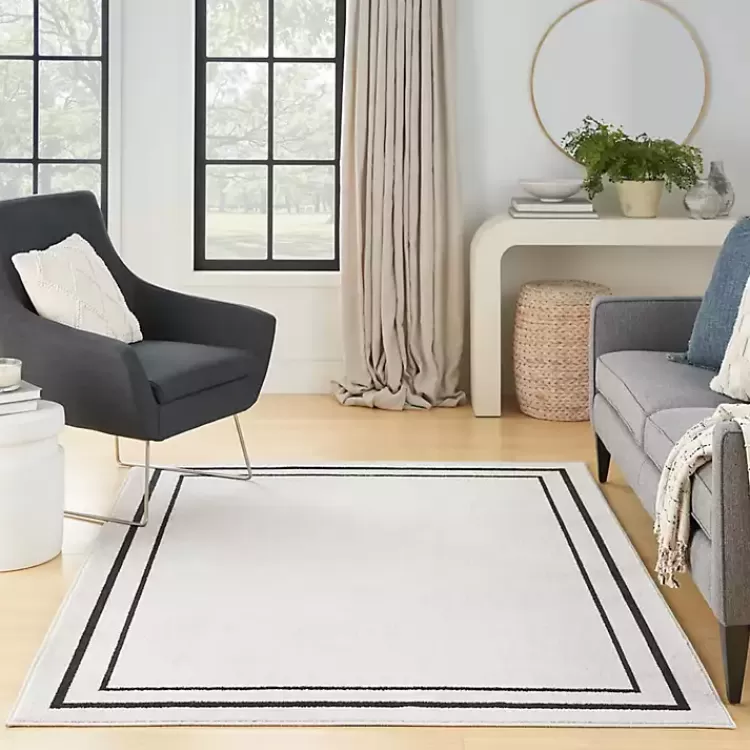 Bordered Indoor/Outdoor Area Rug, 6x9>Kirklands Home Sale