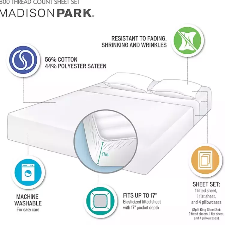 ivory_cotton_blend_sateen_pc_king_sheet_set_7.webp Cotton Blend Sateen 6-pc. King Sheet Set>Kirklands Home Outlet