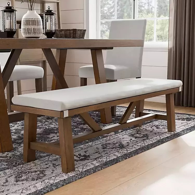 Upholstered Rustic Wood Katie Dining Bench>Kirklands Home Hot
