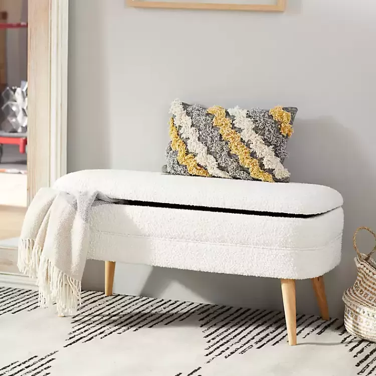 Upholstered Wood Leg Storage Bench>Kirklands Home Cheap