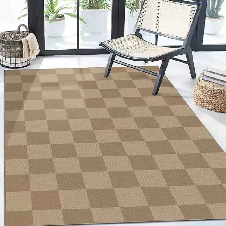 Jaya Natural Checkered Washable Area Rug, 5x7>Kirklands Home Discount