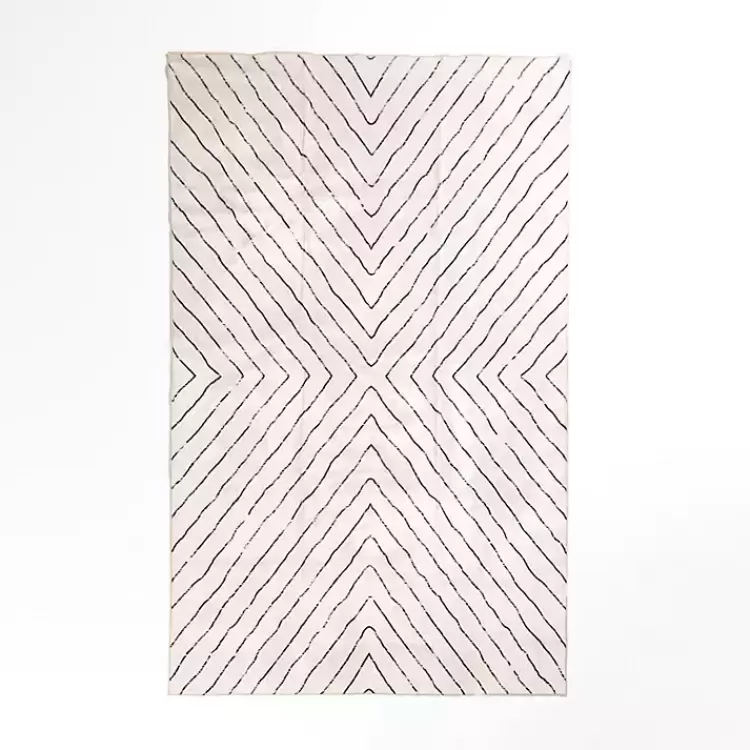 Julia Black and White Washable Area Rug, 5x8>Kirklands Home Shop