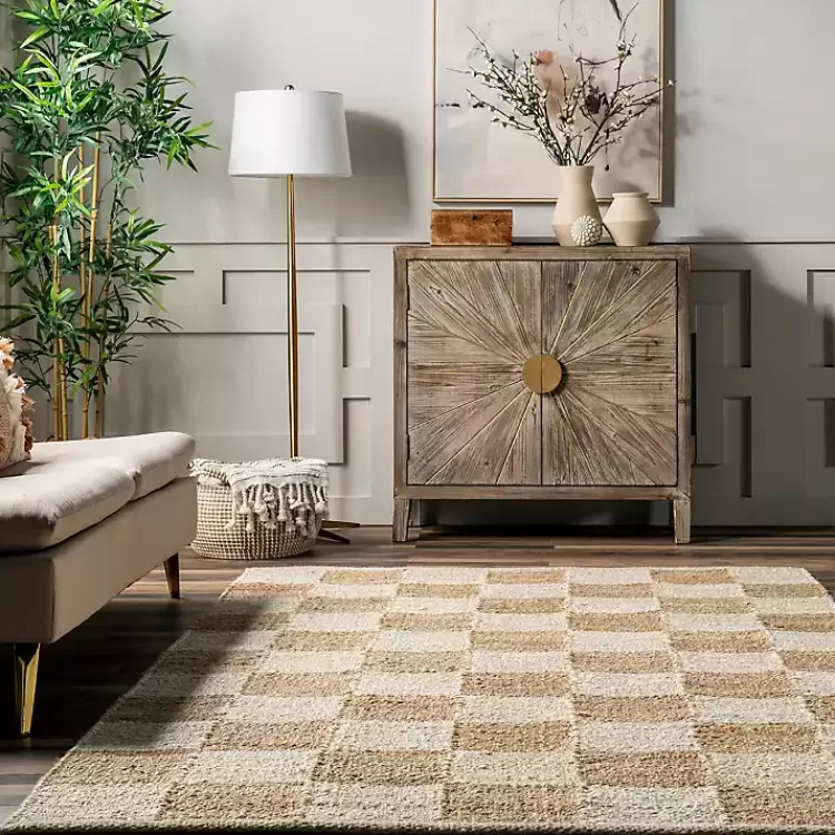 jute_tan_checkered_area_rug_x_7.webp Jute Tan Checkered Area Rug, 5x8>Kirklands Home Best Sale