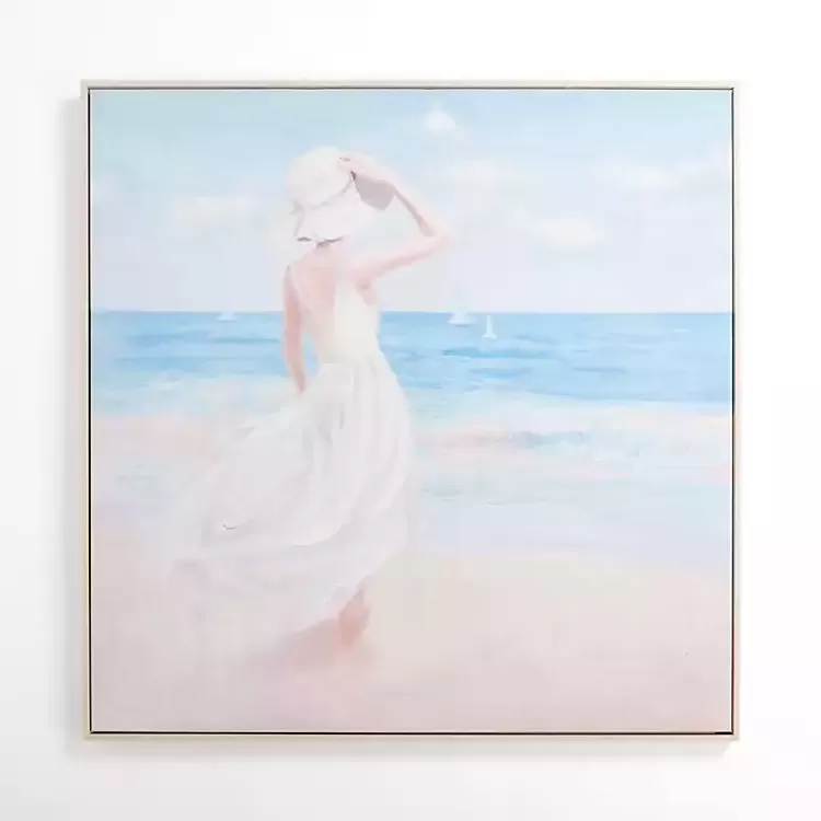 Lady by the Sea Framed Canvas Art Print>Kirklands Home Best Sale