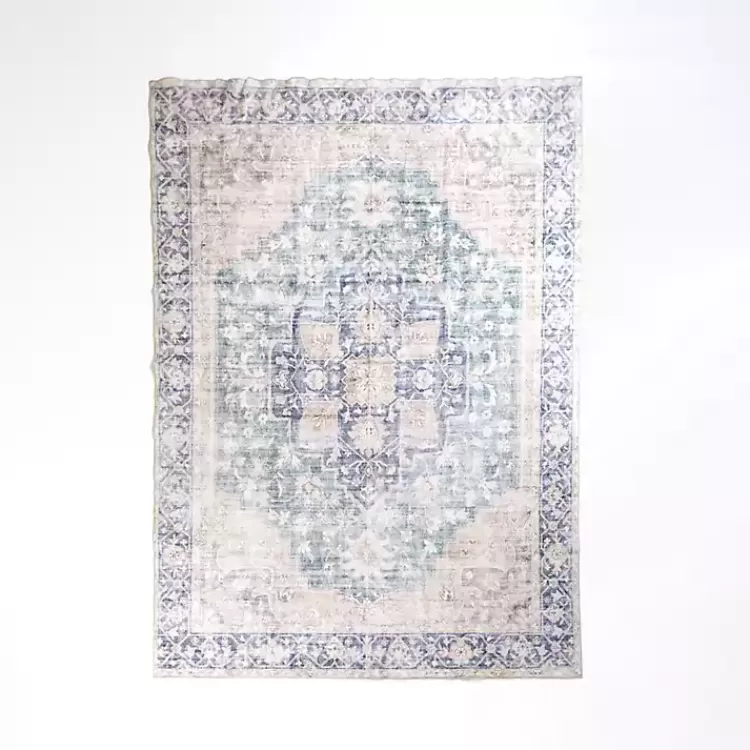 Lara Blue Medallion Washable Area Rug, 5x8>Kirklands Home Sale