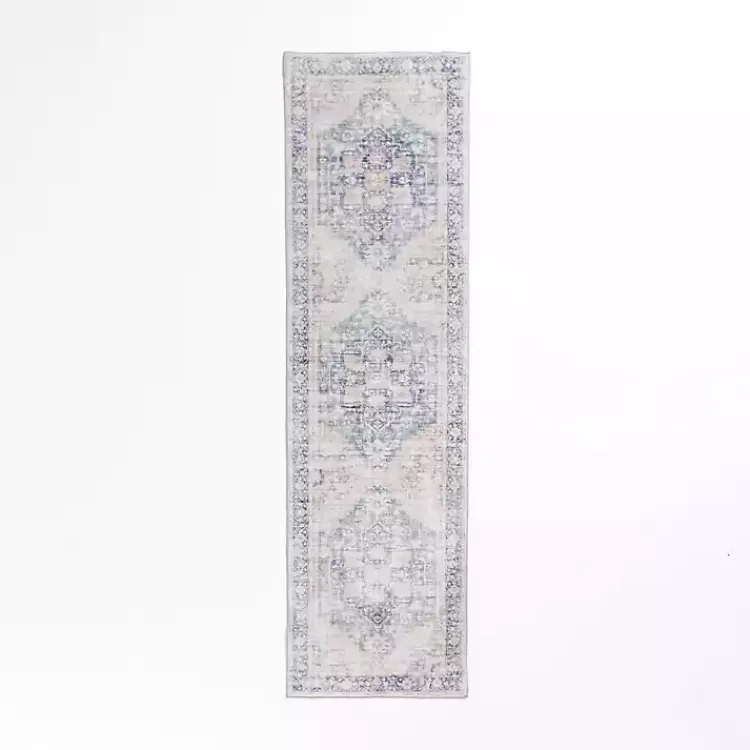 Lara Blue Medallion Washable Runner, 2x7>Kirklands Home Sale