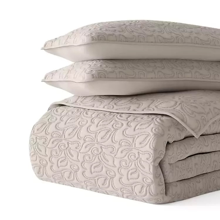 latte_floral_stitch_pc_queen_quilt_set_2.webp Latte Floral Stitch 3-pc. Queen Quilt Set>Kirklands Home Hot