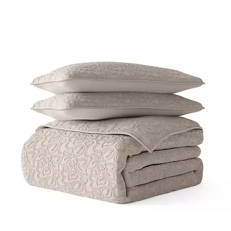 Latte Floral Stitch 2-pc. Twin Quilt Set>Kirklands Home Online