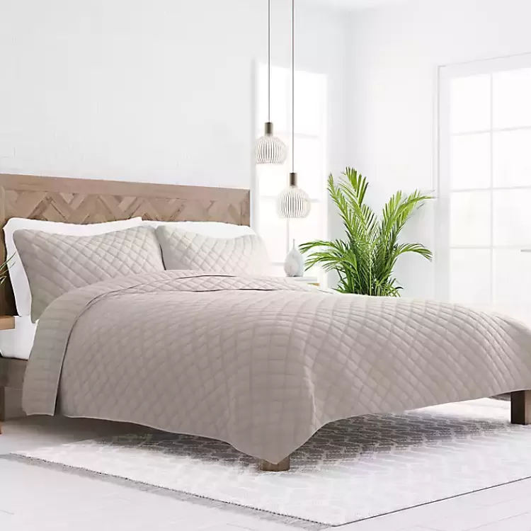 Latte Stitched Diamond 2-pc. Twin Quilt Set>Kirklands Home Online