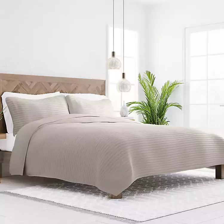 Latte Stitched Stripes 2-pc. Twin Quilt Set>Kirklands Home Cheap