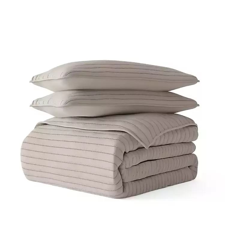 Latte Stitched Stripes 2-pc. Twin Quilt Set>Kirklands Home Cheap