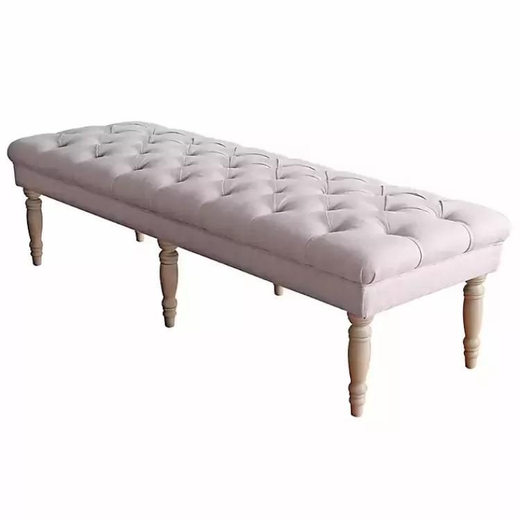 Layla Natural Button Tufted Bench>Kirklands Home New