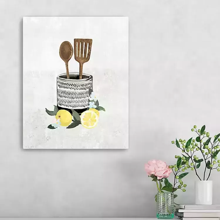 Lemon Kitchen Utensils Canvas Art Print>Kirklands Home Best Sale