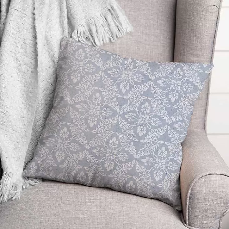 Light Blue Floral Indoor/Outdoor Pillow>Kirklands Home Fashion