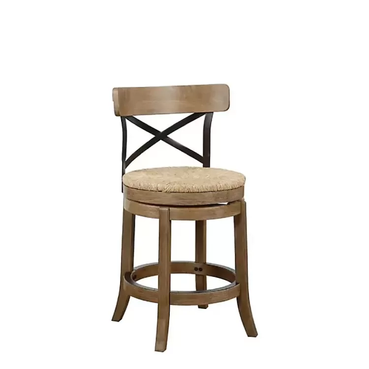 Light Wood and Seagrass Swivel Counter Stool>Kirklands Home Online