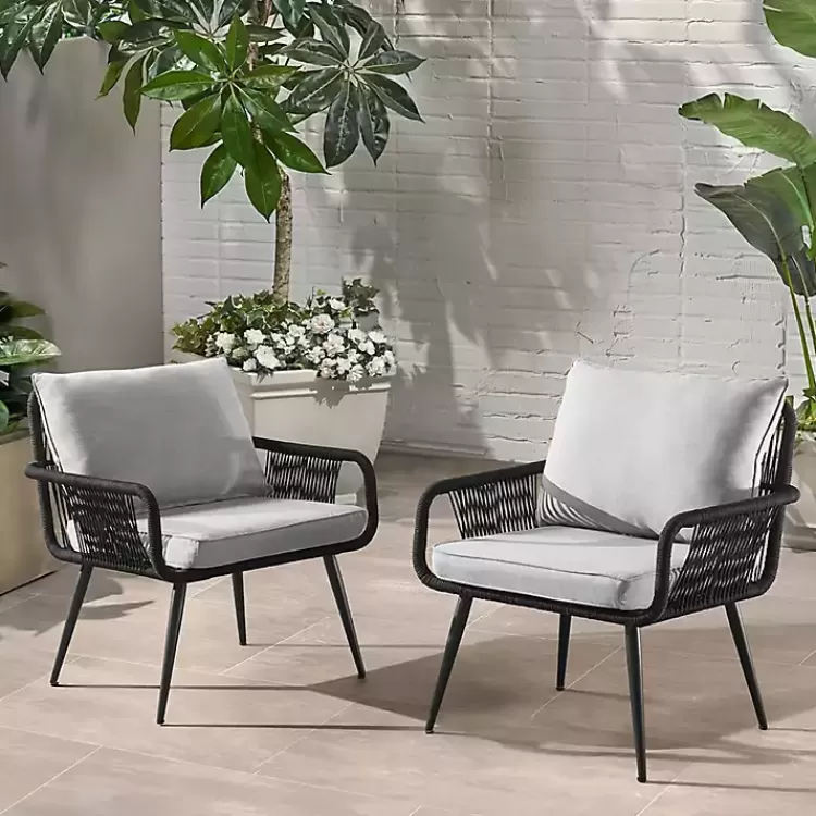 Light Gray Rope Frame 2-pc. Outdoor Arm Chair Set>Kirklands Home Fashion