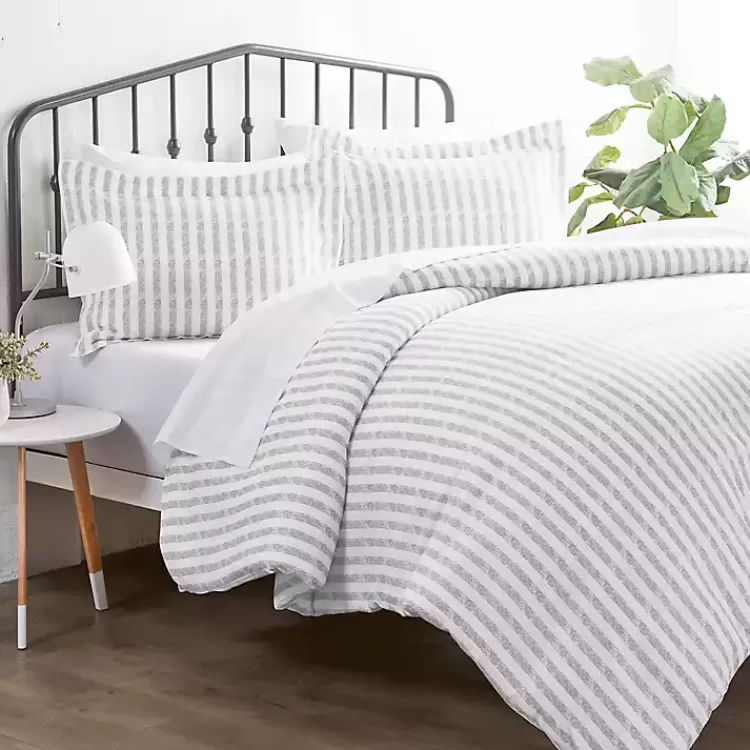 Light Gray Stripes 3-pc. Twin Duvet Cover Set>Kirklands Home Sale