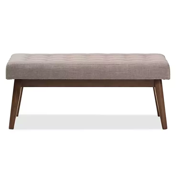 Light Tufted Walnut Wood Bench>Kirklands Home Online