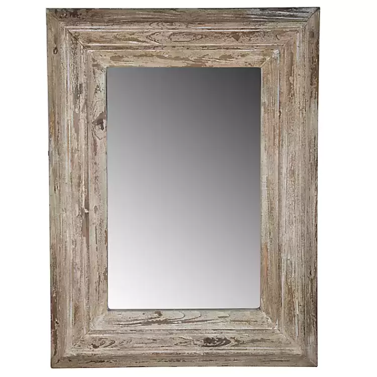 Light Whitewashed Wood Rectangular Wall Mirror>Kirklands Home Clearance