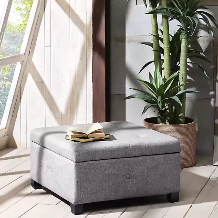 Lila Tufted Charcoal Storage Ottoman>Kirklands Home New