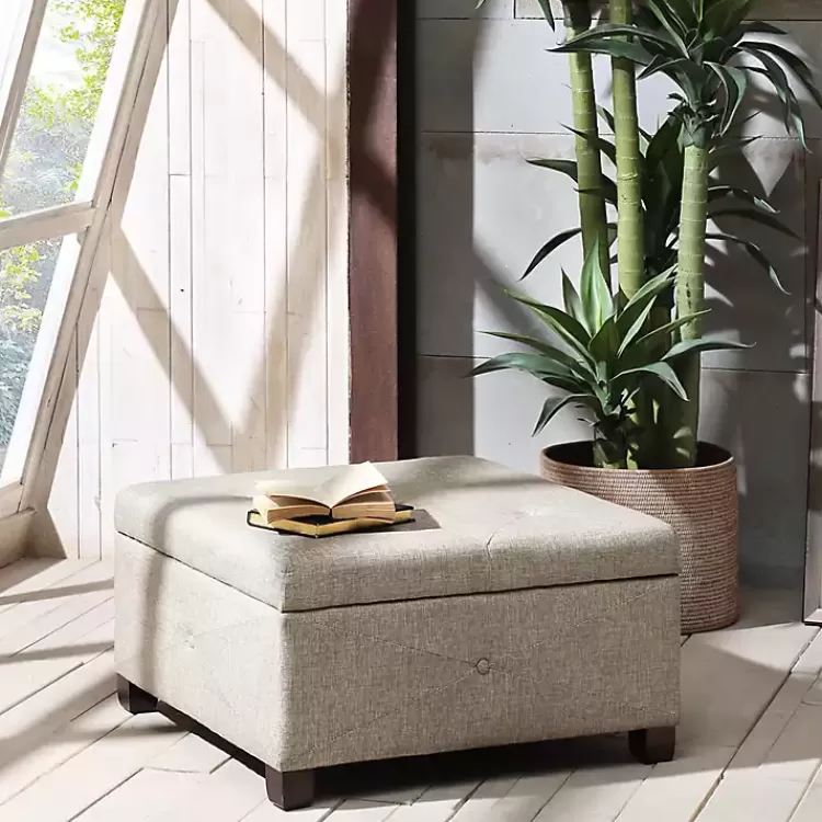 Lila Tufted Sand Storage Ottoman>Kirklands Home Flash Sale