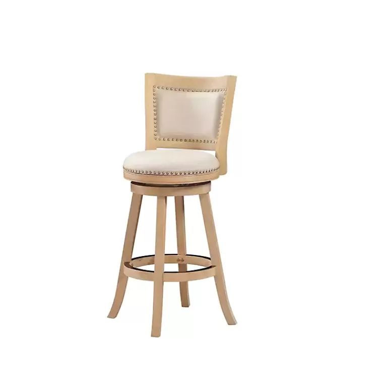 Linen and Driftwood Nailhead Swivel Bar Stool>Kirklands Home Store