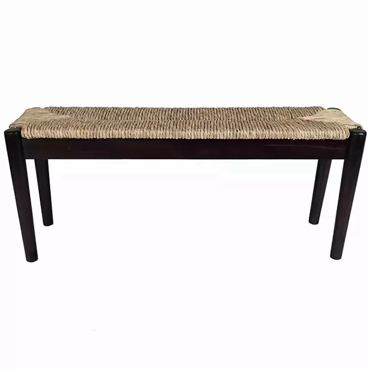 Lola Seagrass and Wood Bench>Kirklands Home Fashion